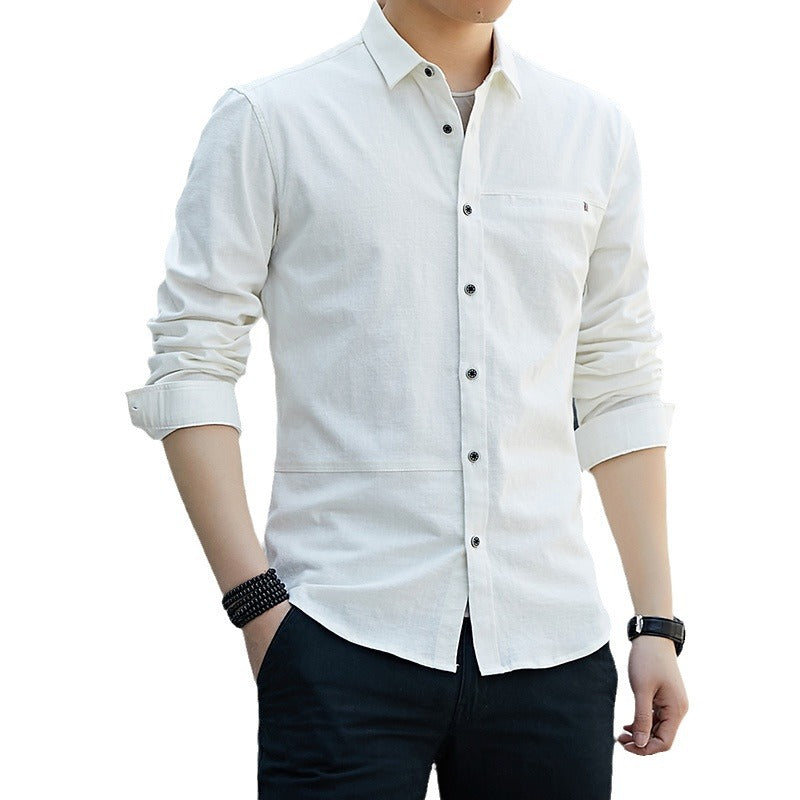 Cross-border Men's Long Sleeve Shirt Men's Solid Color Slim Fit Business Work Clothes Non-ironing Shirt Youth Shirt Factory Supply