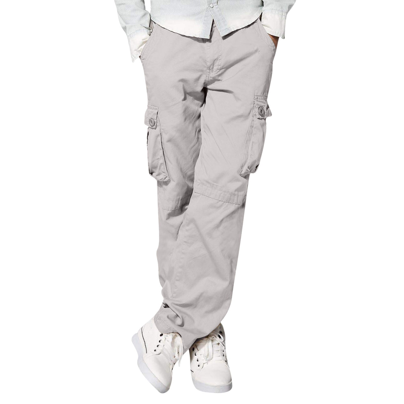Amazon Men's Multi-Pocket Loose Casual Straight Overalls Outdoor Trousers Fitness Pants