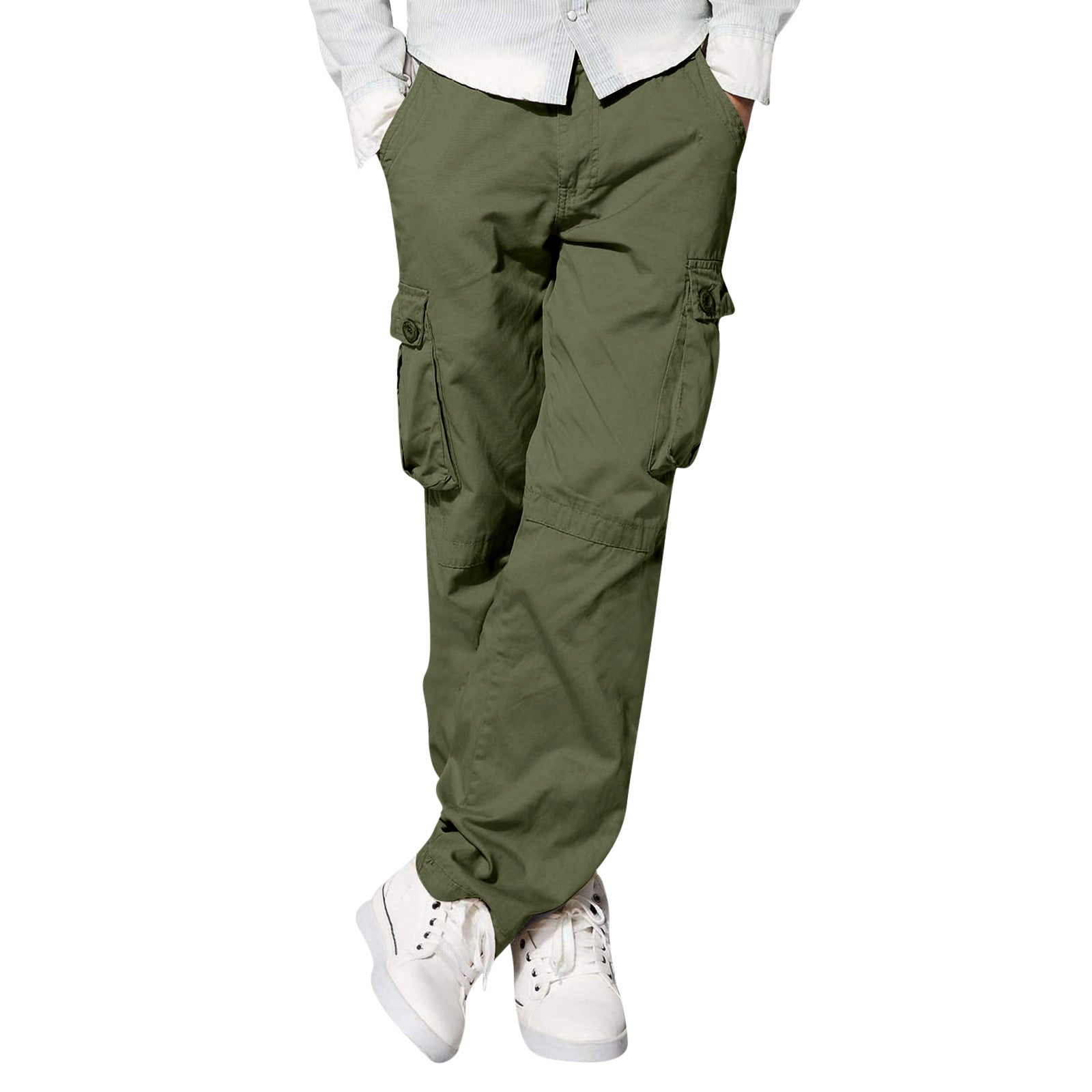 Amazon Men's Multi-Pocket Loose Casual Straight Overalls Outdoor Trousers Fitness Pants