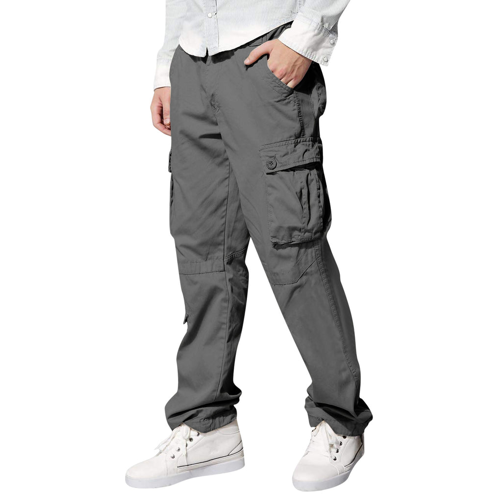 Amazon Men's Multi-Pocket Loose Casual Straight Overalls Outdoor Trousers Fitness Pants