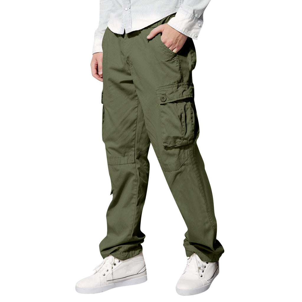Amazon Men's Multi-Pocket Loose Casual Straight Overalls Outdoor Trousers Fitness Pants