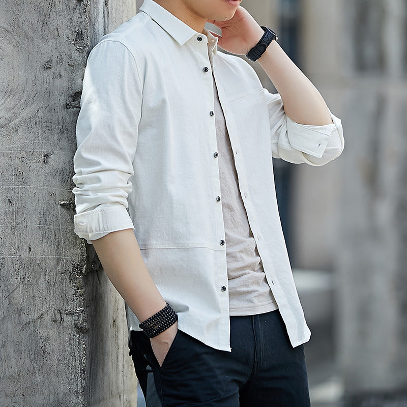 Cross-border Men's Long Sleeve Shirt Men's Solid Color Slim Fit Business Work Clothes Non-ironing Shirt Youth Shirt Factory Supply