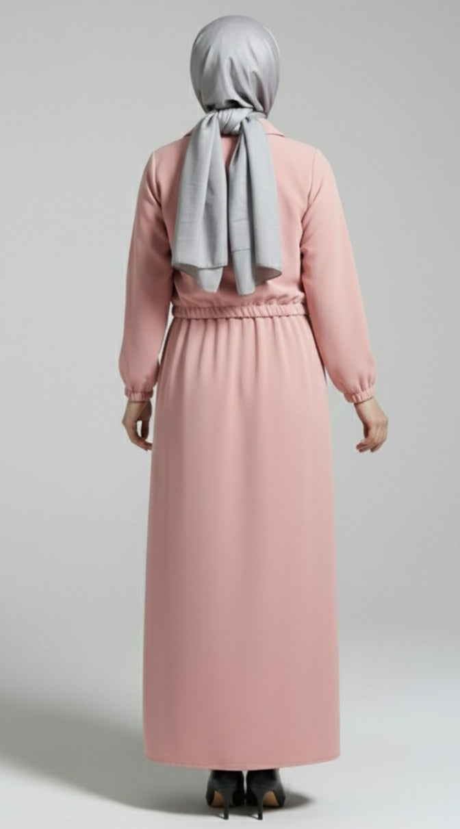 Stylish 2 Piece Set Long Frock Maxi Dress With Matching Zipper Jacket Premium Quality