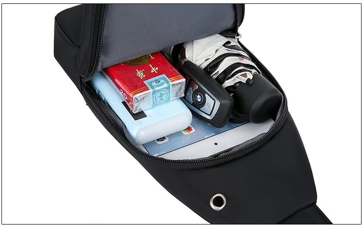 Minimalist Black Crossbody Sling Bag – Lightweight &amp; Stylish Travel Chest Pack for Men & Women