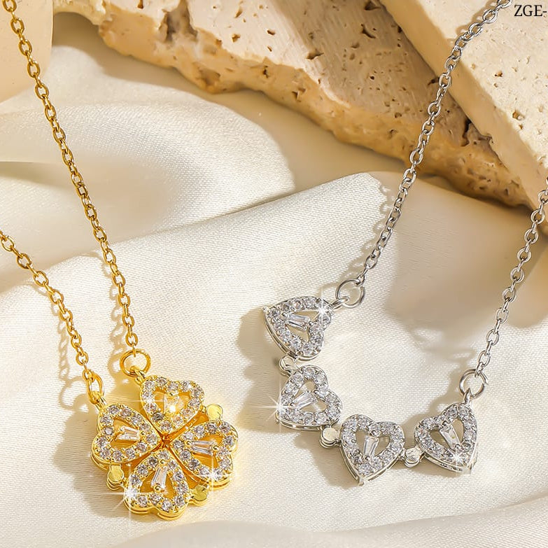 Korean Magnetic 4 Leaf Clover Pendant Necklace
