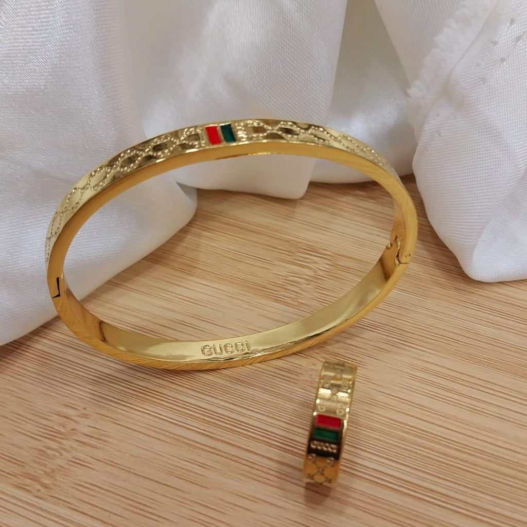 Gold Plated Stainless Steel Bangles And A Matching Ring