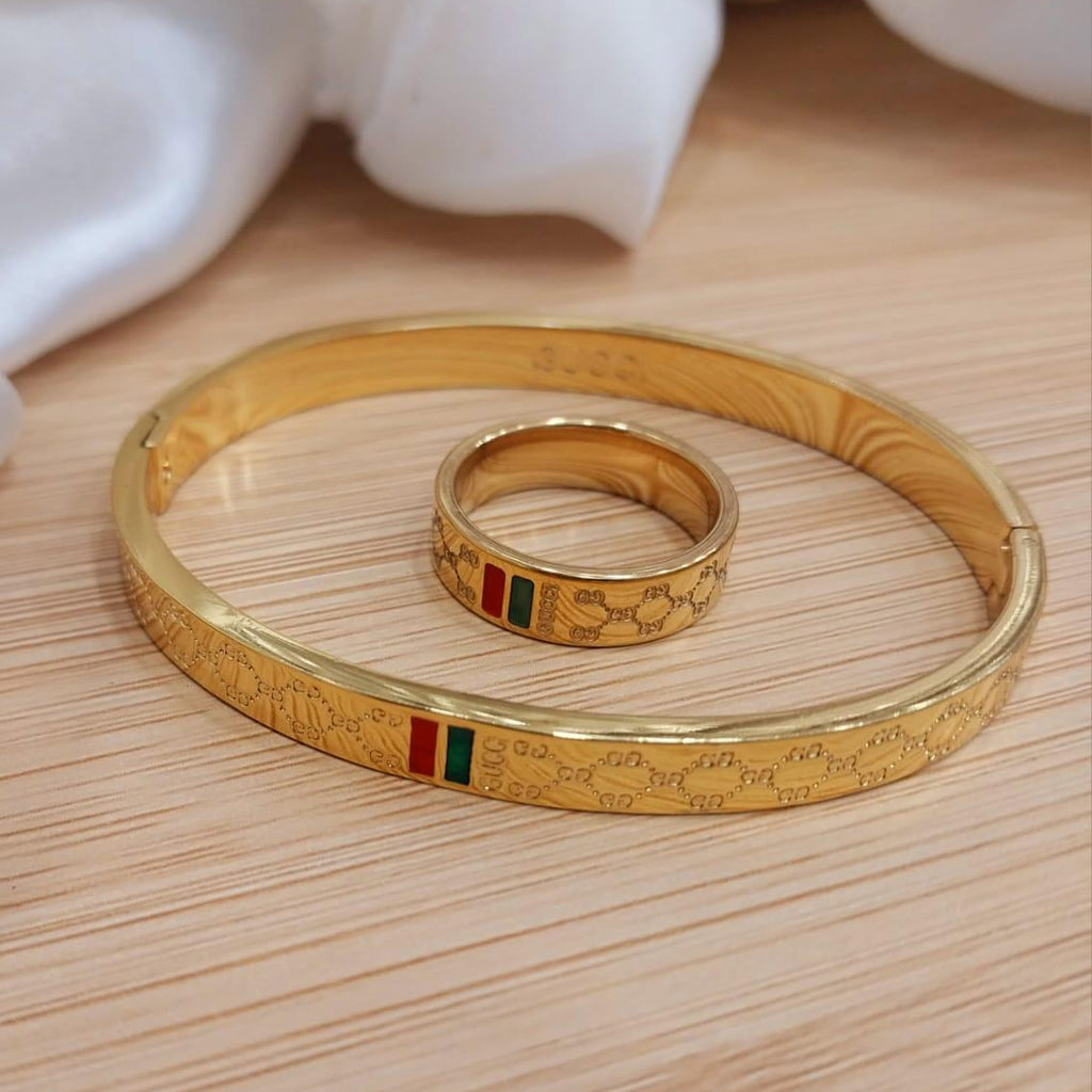 Gold Plated Stainless Steel Bangles And A Matching Ring