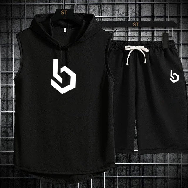 Summer Gym Hooded Short Track Suit fabric Jersey