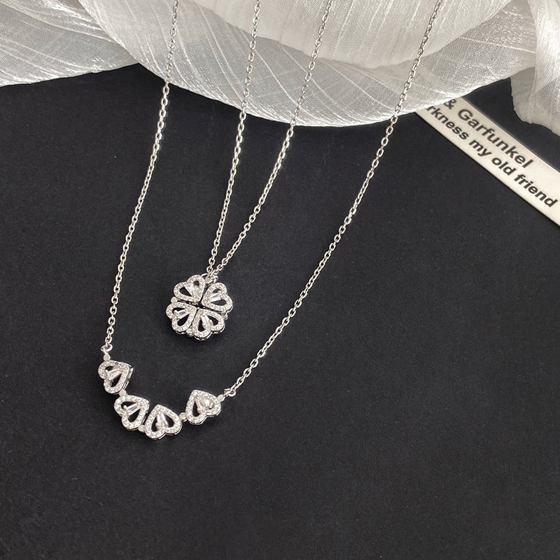 Korean Magnetic 4 Leaf Clover Pendant Necklace