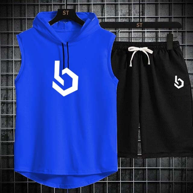 Summer Gym Hooded Short Track Suit fabric Jersey