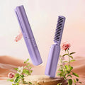 2 in 1 Rechargeable Hair Styling Brush, Straightener, Curler | Negative Ion Travel Heat Comb (random color)