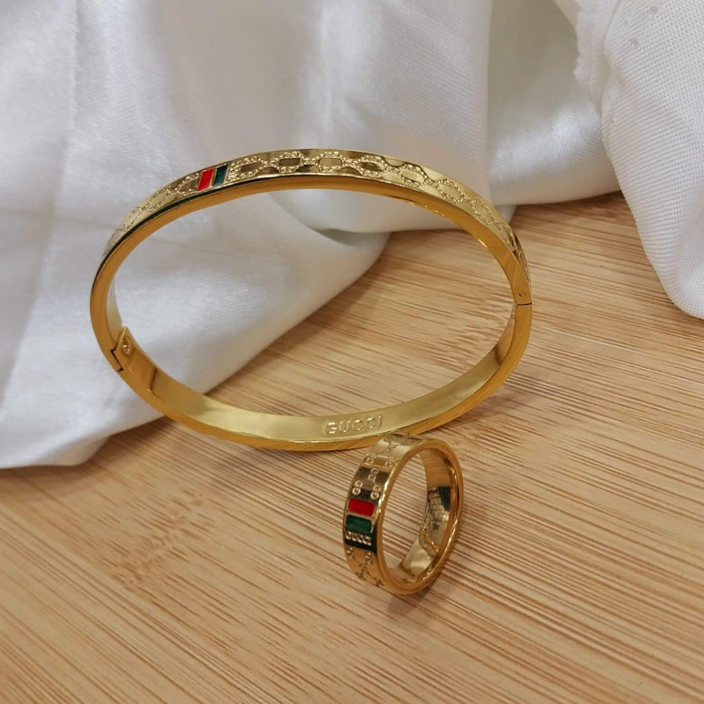 Gold Plated Stainless Steel Bangles And A Matching Ring